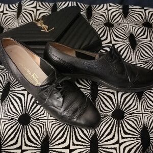 Salvatore Ferragamo Black Leather Oxfords